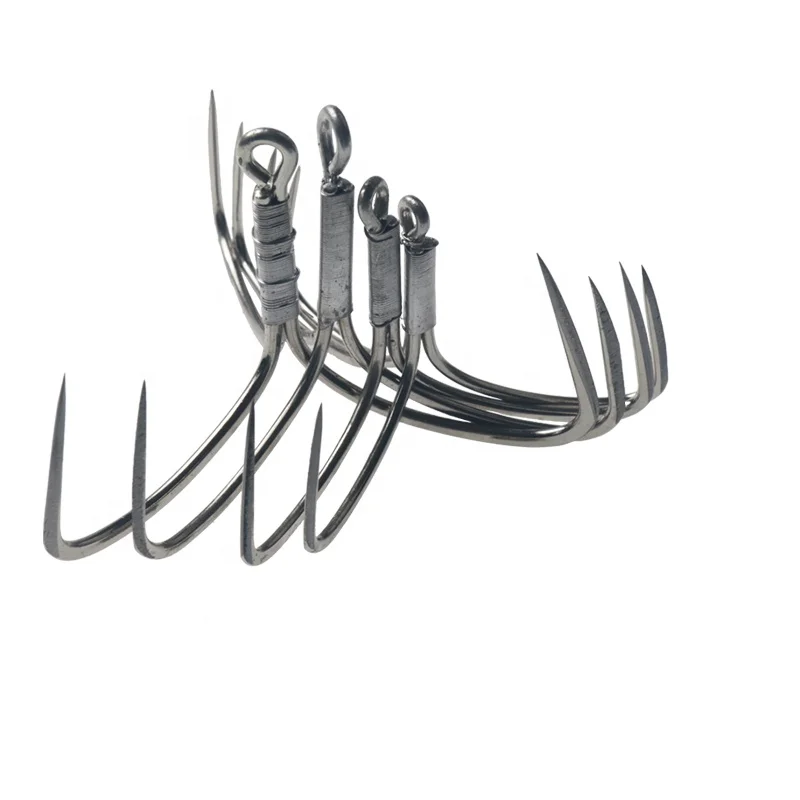 

Small Big Size Hand Grinding Nip Anchor Fishing Hooks triple grip Bass fish hook