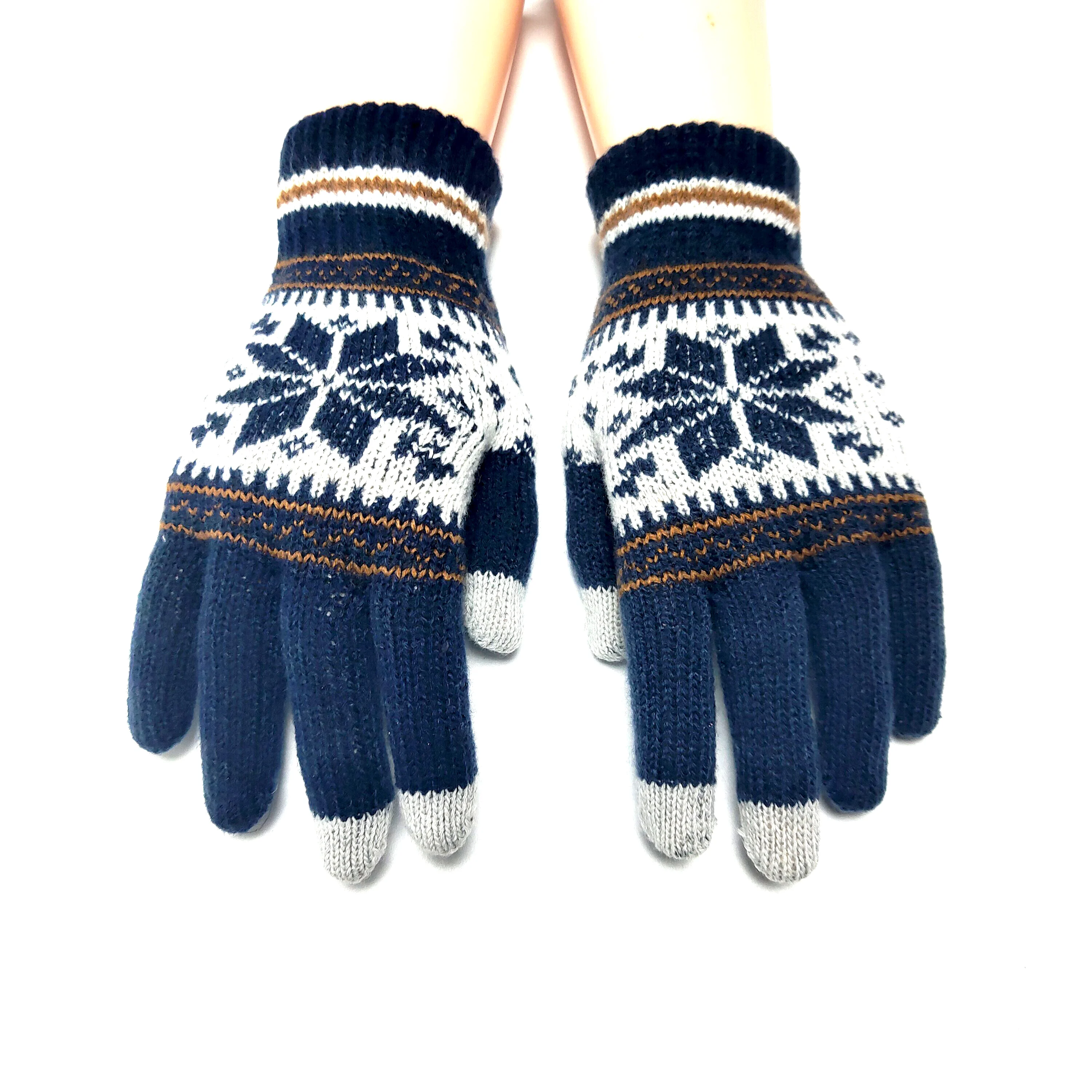 
Best price quality Acrylic Knitted Jacquard pattern fashion funky warm winter Magic Gloves 