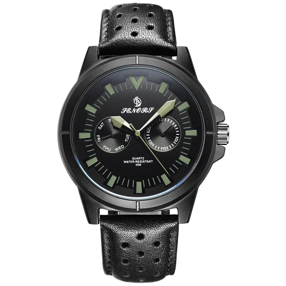 

Fashion Alloy Wristwatch Men Analog Quartz Watch 3ATM Water Resistant Sports Leather Watches Brand