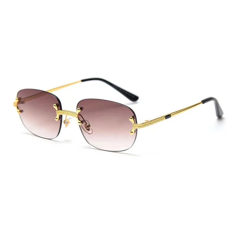 

Rectangle Sunglasses Rimless Men 2021 New Arrivals Fashion Square Metal Sun Glasses Women Frameless Mirror Lens UV400