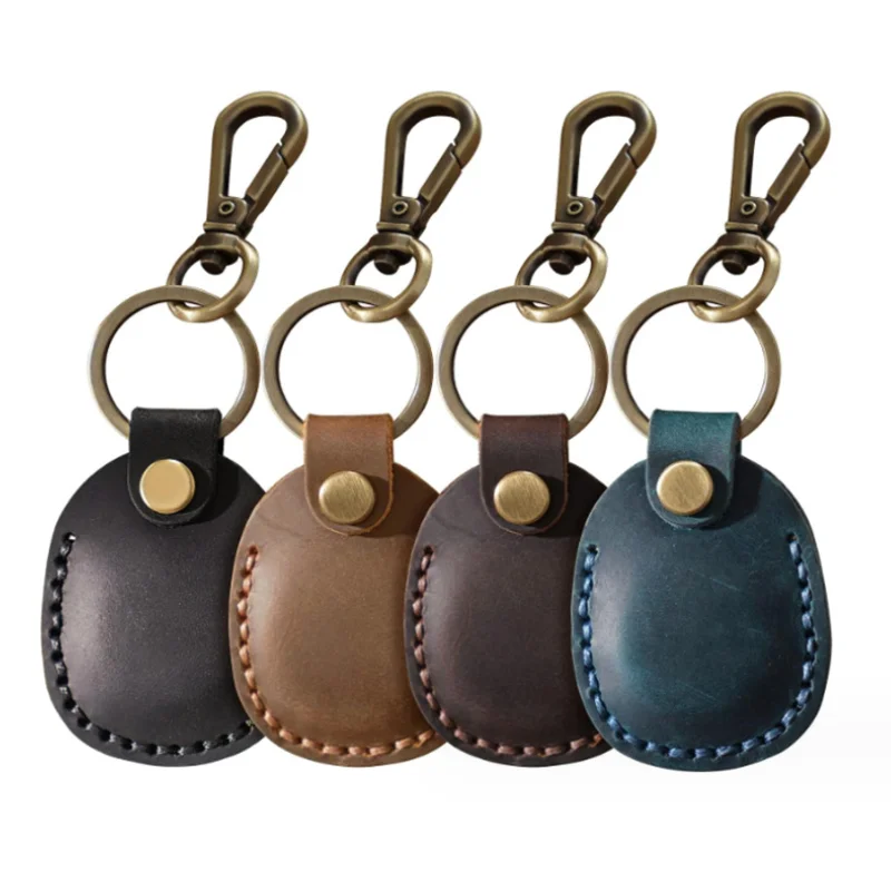 

Airtag Keyring Holder Handmade Genuine Leather AirTag Case Scratch-Resistant Air Tag Holder Keyring Keychain