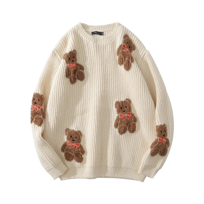 

KGYA custom design pattern Jacquard Puff print vintage bear round neck Knitted sweater, Customized color