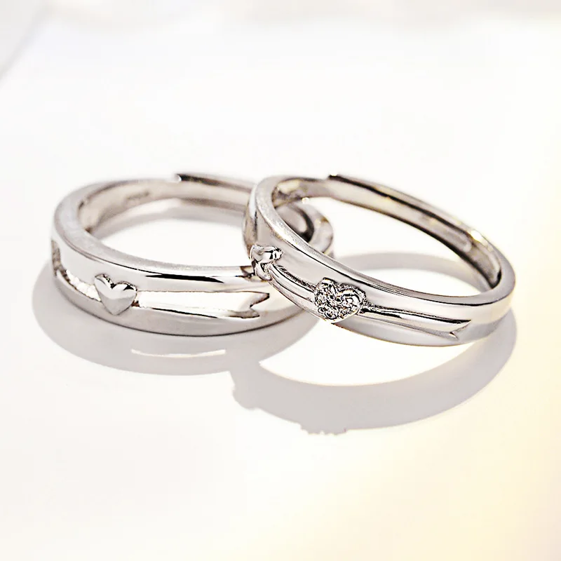 

Personality Niche Design Men's And Women's Fashion All-match One Arrow Piercing Couple Ring, White