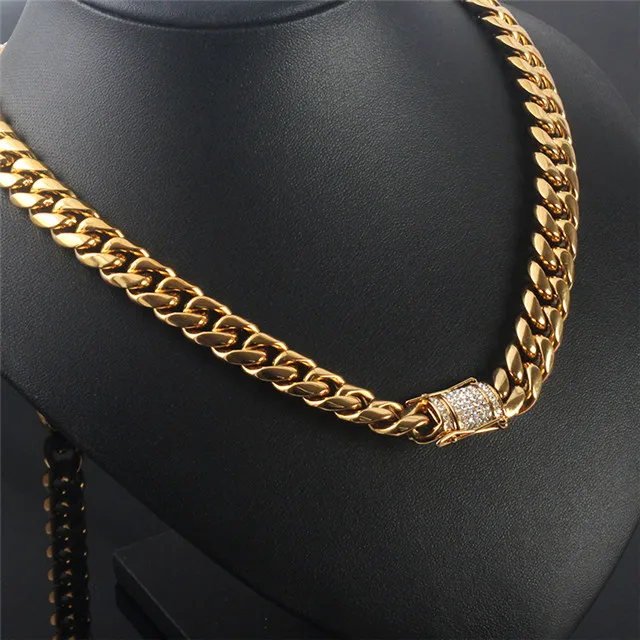 

Hoyo cz diamond 18k dubai gold chain cuban link necklace jewelry for men