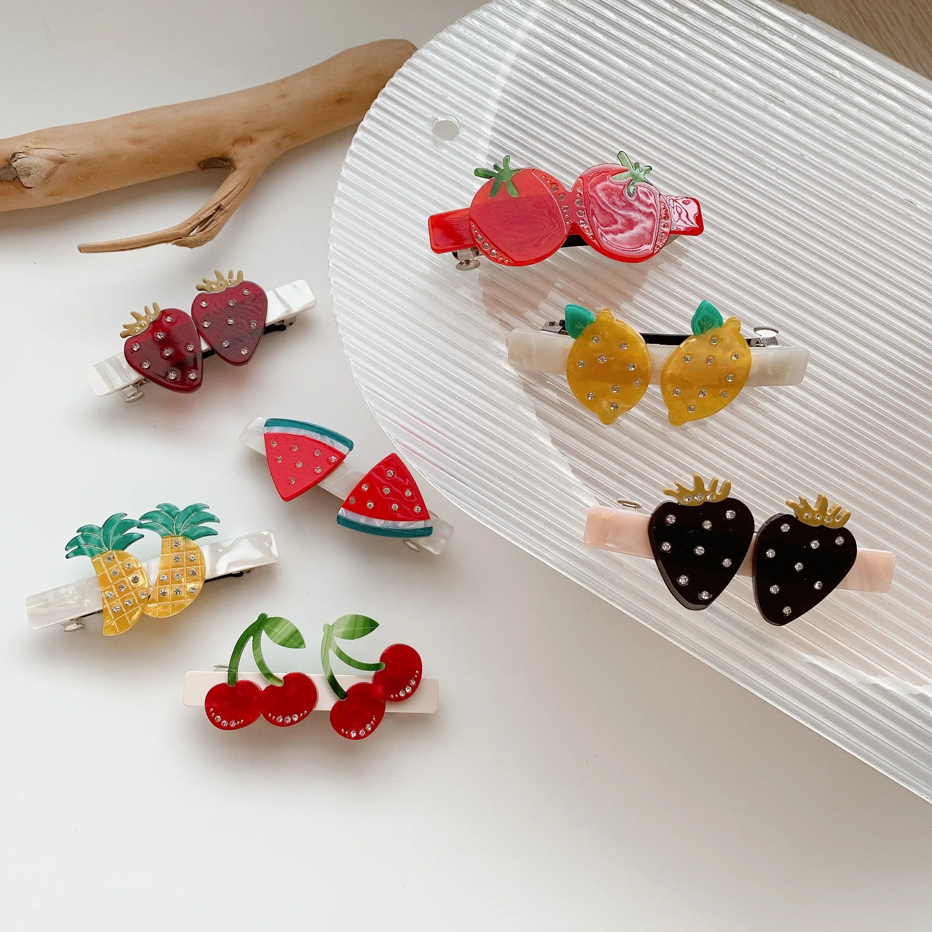 

ARCHER Summer handmade custom acetate fruit hair clip Summer cute strawberry watermelon one word clip women hair accessory