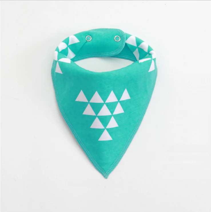 

wholesale nice price fashion popular White triangle pattern green printing cute baby drool bibs