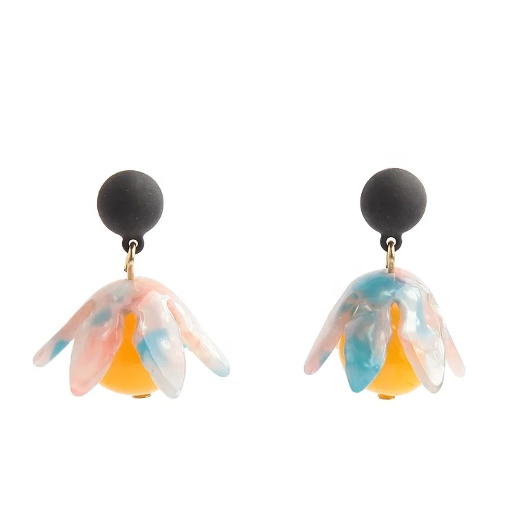 

2021 Sailing Jewelry Bohemian Colorful Resin Flower Bud Stud Earring Flower Bud Stud Earring