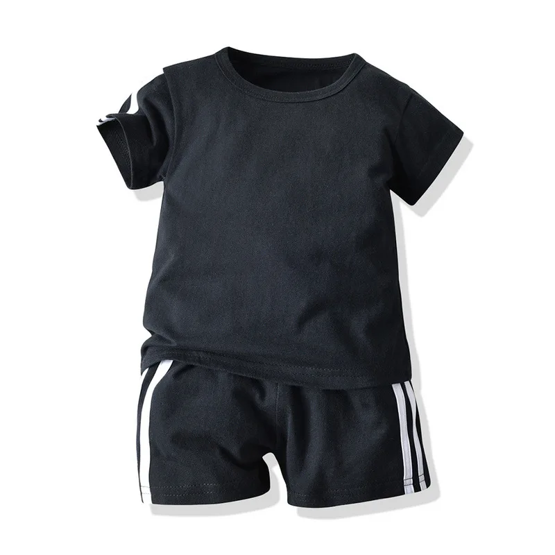 

Kids Summer Pure Cotton Short Sleeves Sweatshirt Set Children Fashionable Sports Clothing Wholesale, Picture