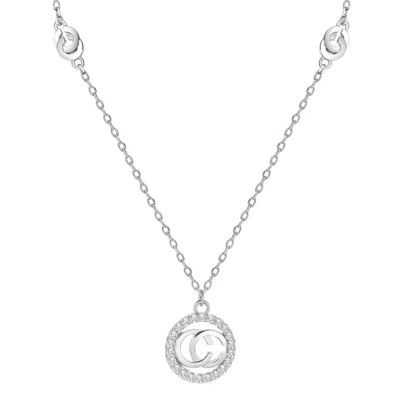 

Hot Selling Fashion Jewelry 925 Sterling Silver 14k Gold Rose gold Plated Letter C Charm Necklace Jewelry, Silver color .14k gold .rose gold