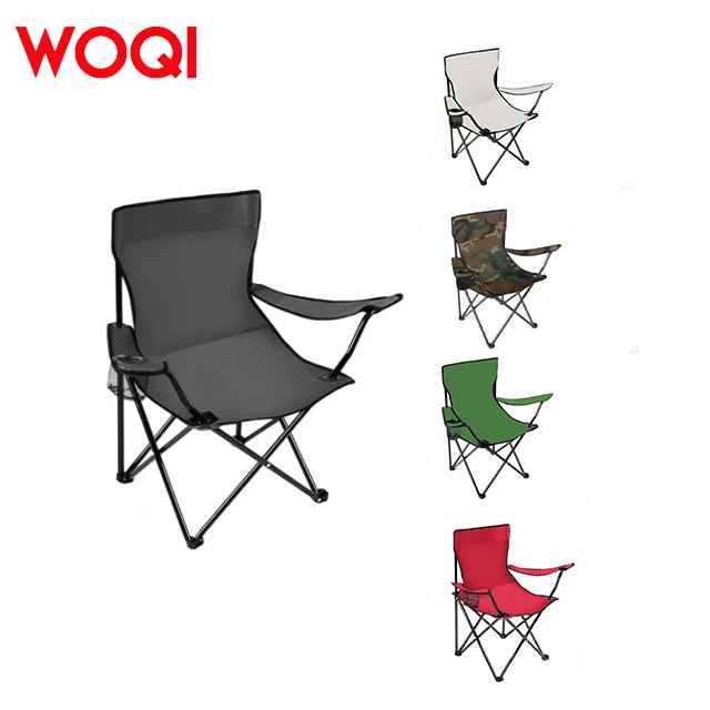 WOQI Can Customize Outdoor Portable Metal Frame Folding Cheap Camping Chairs Picnic Fishing Beach Chairs