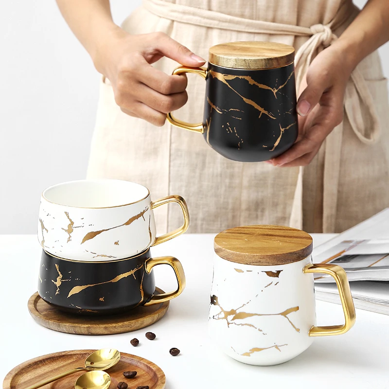 

Nordic style Porcelain Tea Espresso Cappuccino Cups Gold Rim Marble Luxury Ceramic Coffee Mug And Cup, Black,white,dark green