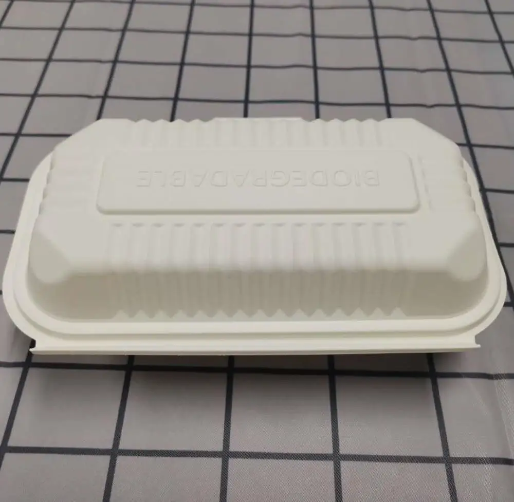 

Disposable Corn Starch Hotdog Size Lunch Box 600ml Biodegradable Bento Box Takeout Food Box, White of natural or customized