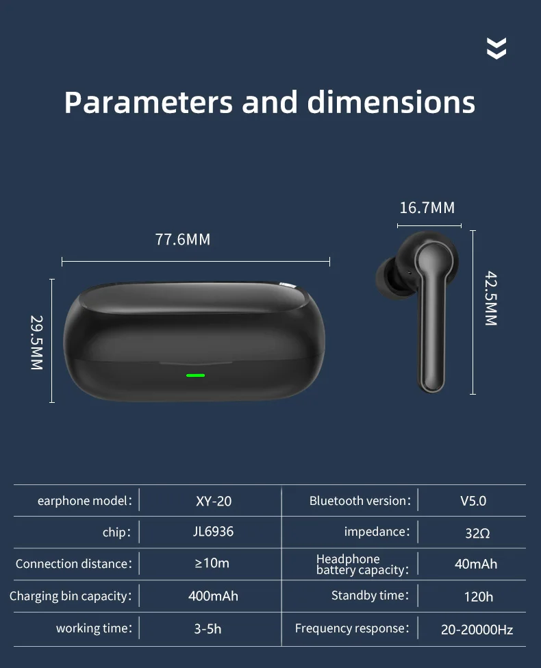 Wireless earbuds with immersive sound, XY20 XY-20 active noise reduction earphone bluetooth - ANKUX.COM