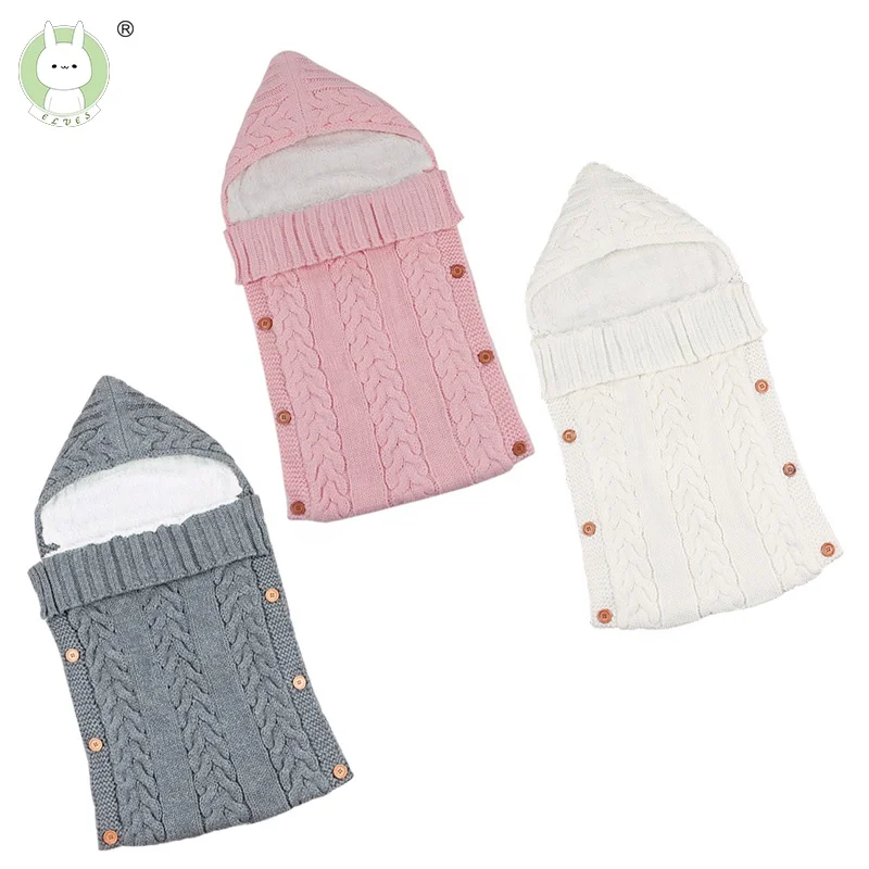 

Autumn Envelope for Newborn Baby Sleeping Bags Winter Warm Infant Stroller Sleep Sack Cable Knitted Toddler Outdoor Swaddle Wrap