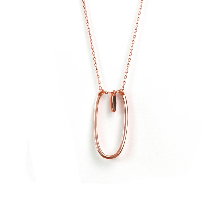 

Minimalist Vintage Necklace 925 Sterling Silver Rose Gold Plated Pendant Necklace