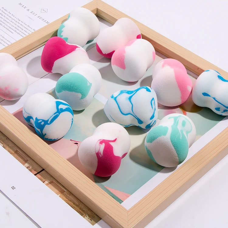 

Eco Friendly Customized Packaging Vegan Microfiber Red Makeup Sponge, Yellow pink red blue green black purple