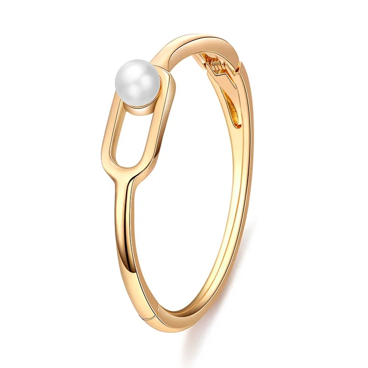 

Dina Popular Geometric Gold Alloy Acrylic Pearl Personality Bangle Bracelet Jewelry
