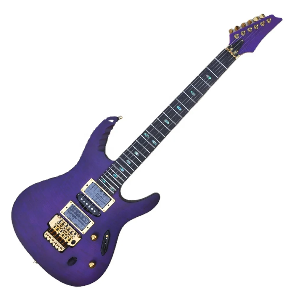 

Flyoung Matte Purple Electric Guitar Floyd Rose Bridge Gold Hardware Custom Made