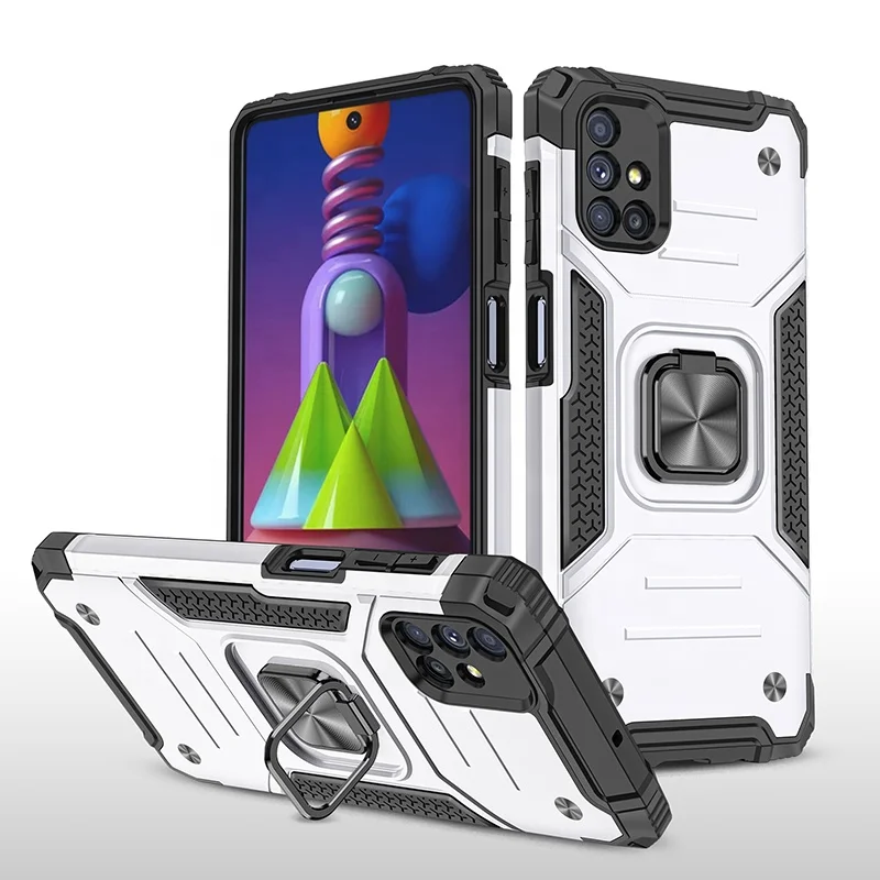 

Amazon Hot Sale TPU PC Hybrid Shockproof Magnetic Mobile Phone Case for Samsung Galaxy M51 with Kickstand, Black, red, rose gold, silver, army green, blue, green