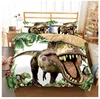 Dino Duvet Cover Set, Cartoon Style Colorful Dinosaurs T-Rex Triceratops Prehistoric Reptile Wildlife, Decorative ALL SIZE