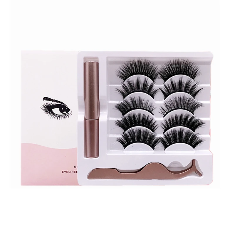 

magnetic glue eyelash with eyeliner mink magnetic eyelashes 5 pair 10 magnets private label set