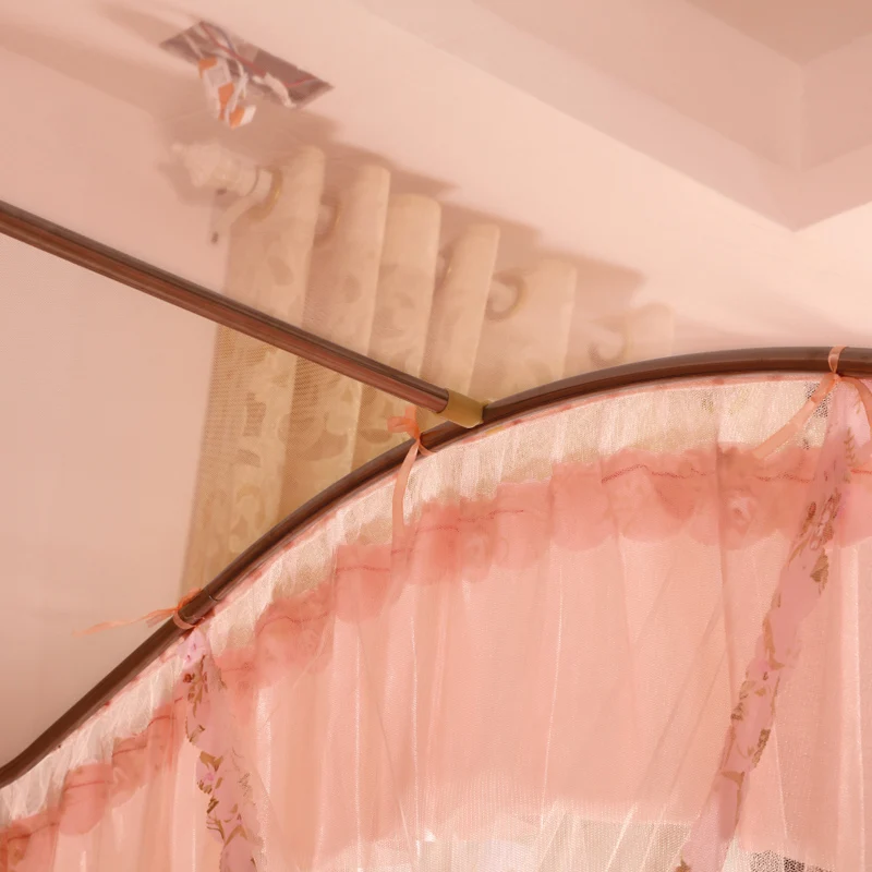 Pastoral European Three Doors Palace Pink Indoor Outdoor Decoration Bed Anti Mosquito Net