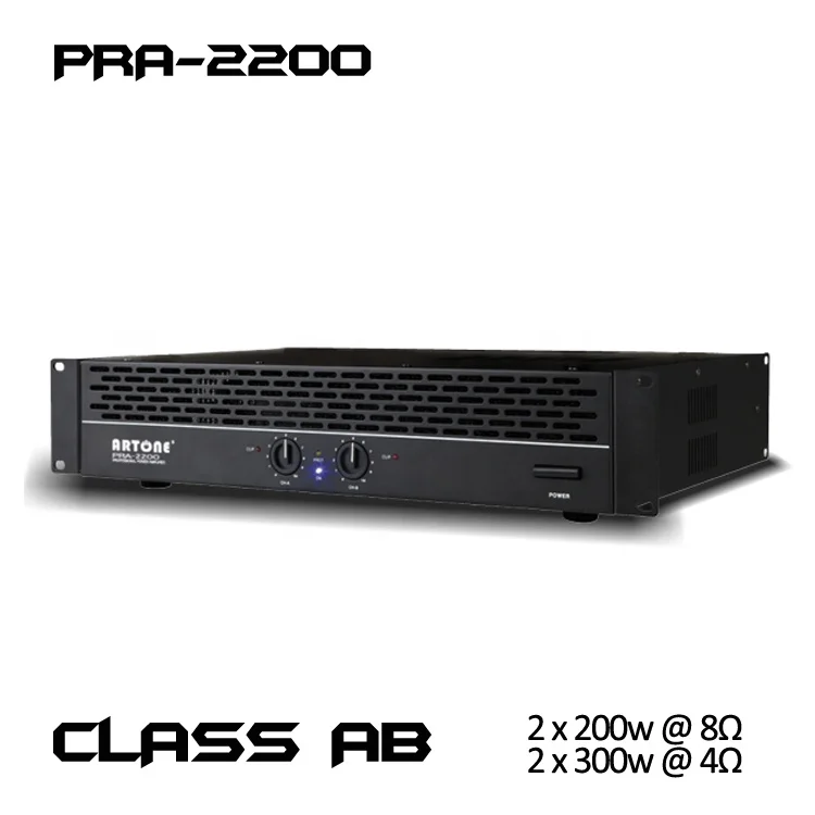Professional 2ch Pa Power Amplifier Class Ab 2 Channel X 200w Audio Amp For Pro Sound Pra2200