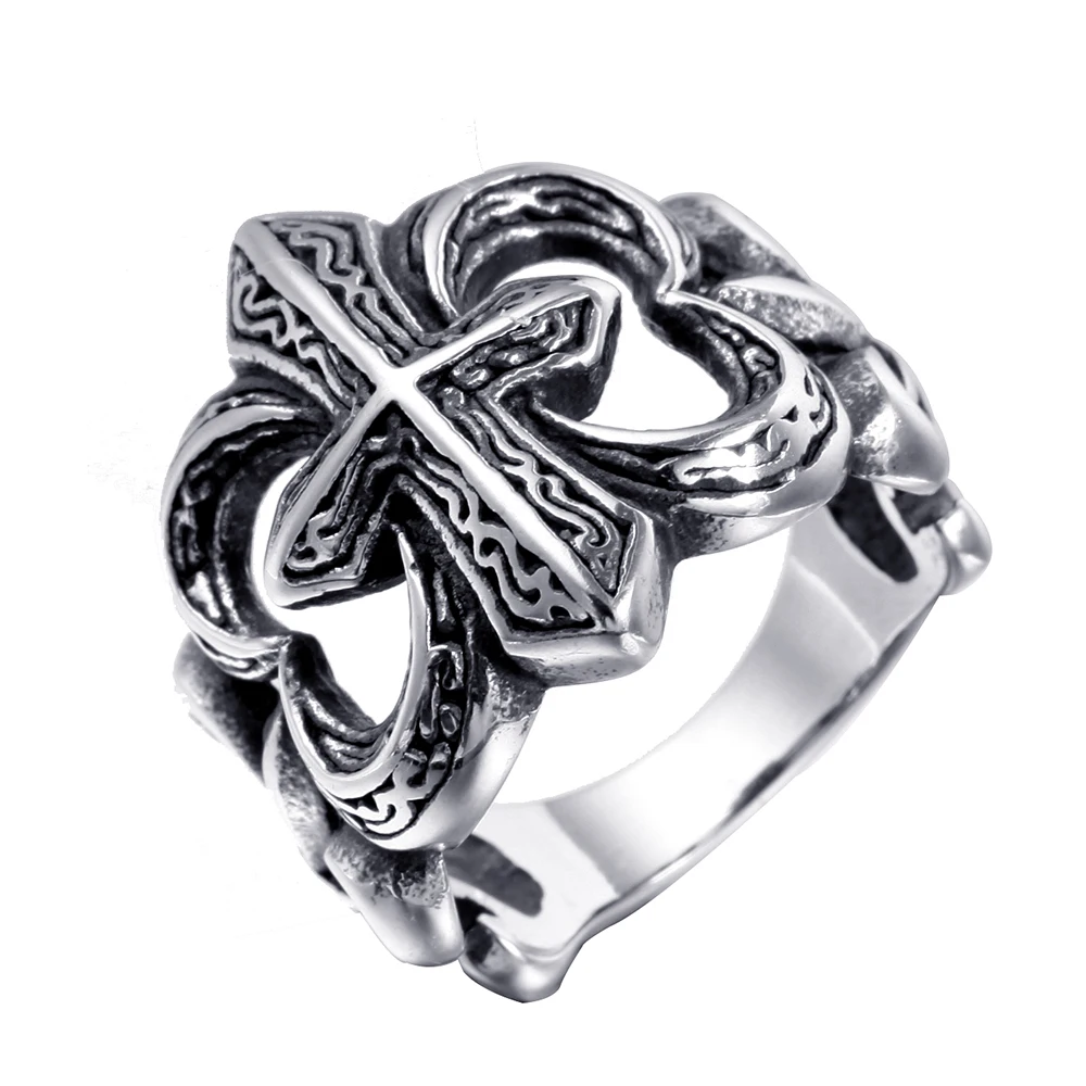 

Stainless Steel Men Jewelry Fleur De Lis Cross Ring