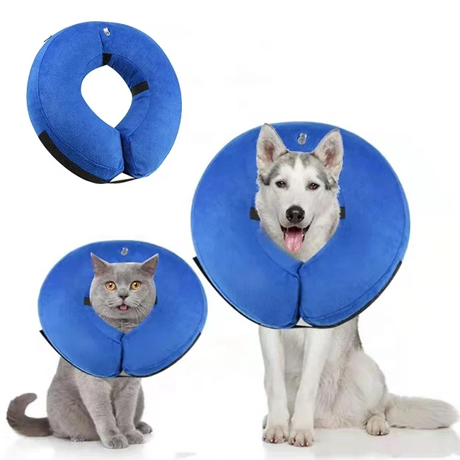 

Pet Collars Pvc Explosion Proof Inflate Dog Cone With Adjustable Buckle Velcro, Customized color