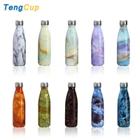 

TY 500ml Double wall Stainless Steel Insulated Water Bottle Marble grain Vacuum Flask & thermoses sports coke cola bottle