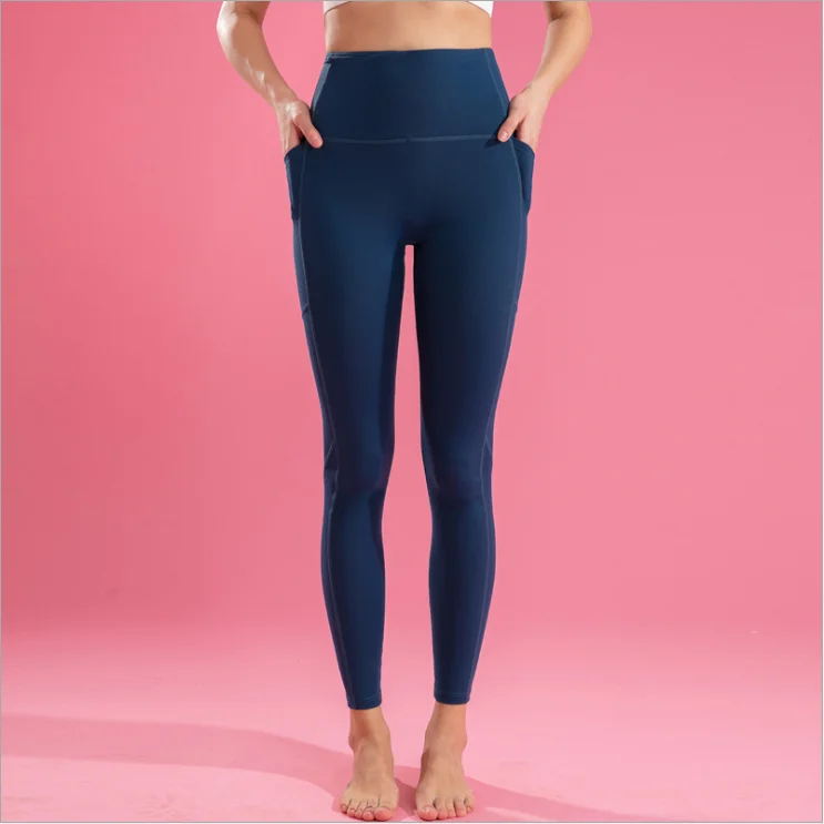 

Wholesale tight plain high waisted ladies custom logo print yoga legging for lady, Blue/ black/ pink