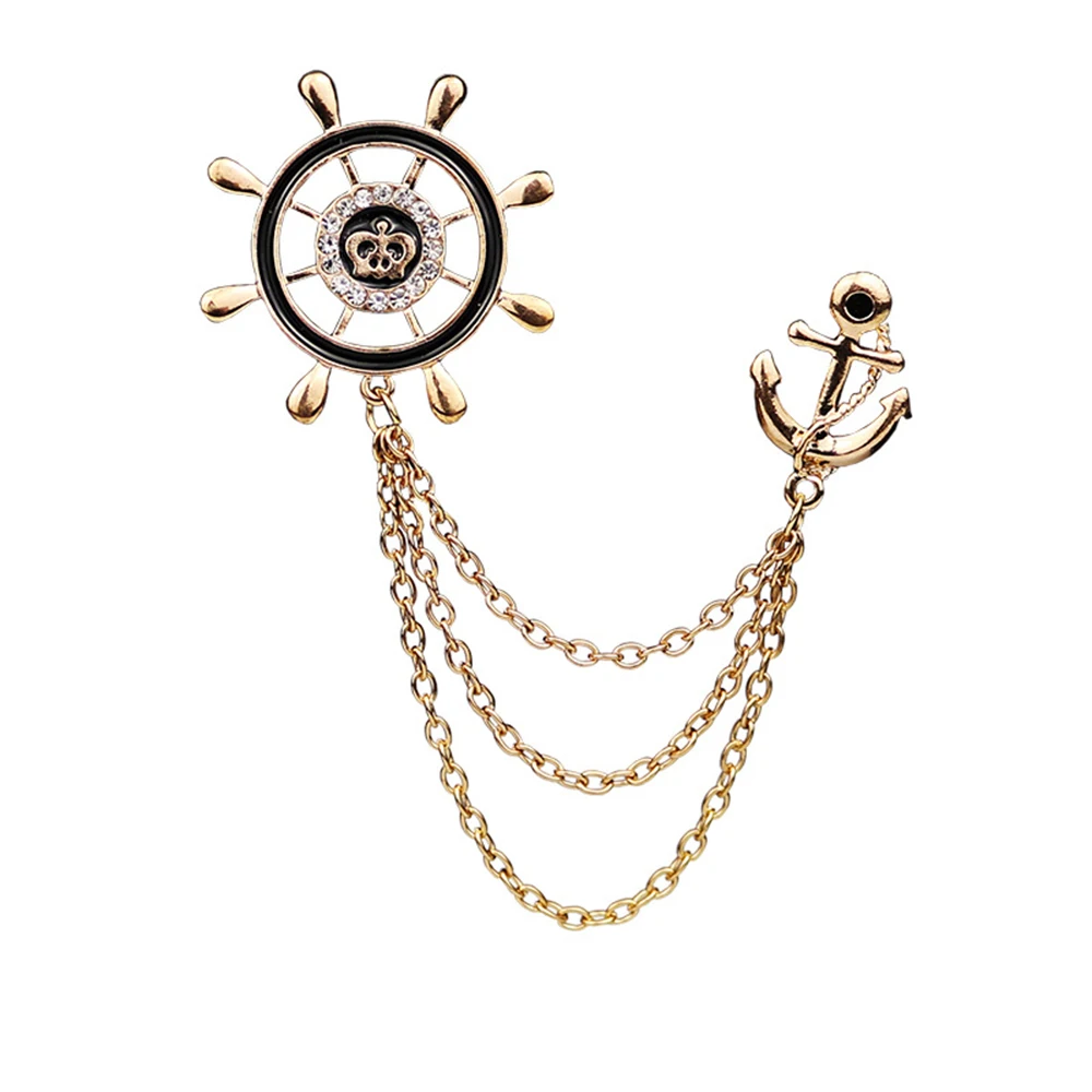 

Cheap Brooch Korean Style Retro Crystal Rudder Brooch Pin Tassel Chain Suit Shirt Badge Collar Lapel Pin For Men Women