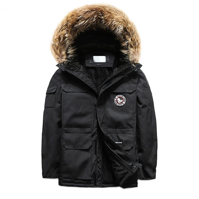

Canada style men's down parka coat wholesales custom outdoor goose down coats,mens winter down goose jacket fur hood, Customized color