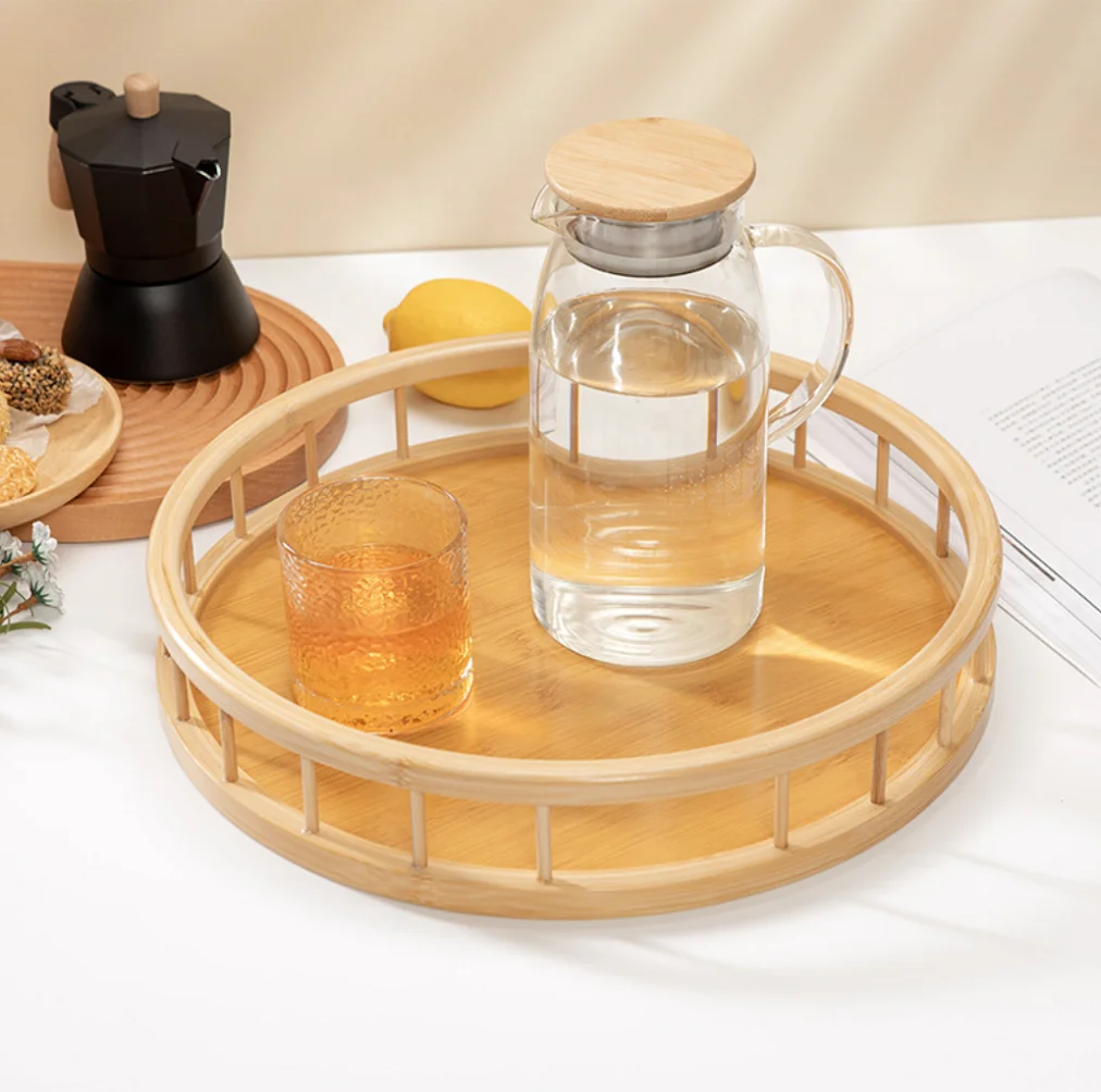 

Hot sale new bamboo tray simple Chinese tea set small tray home hotel restaurant fruit refreshment bamboo tea tray, Gold