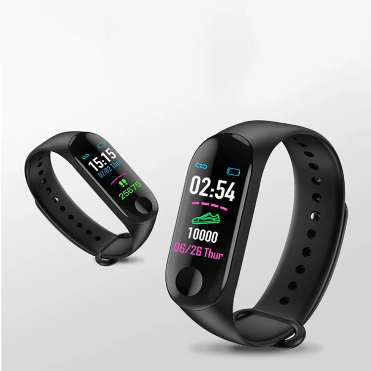 

DP M3 Smart Wristband Fitness tracker Bracelet Waterproof bt smart watch LED Message Heart Rate smart bracelet, Black red blue