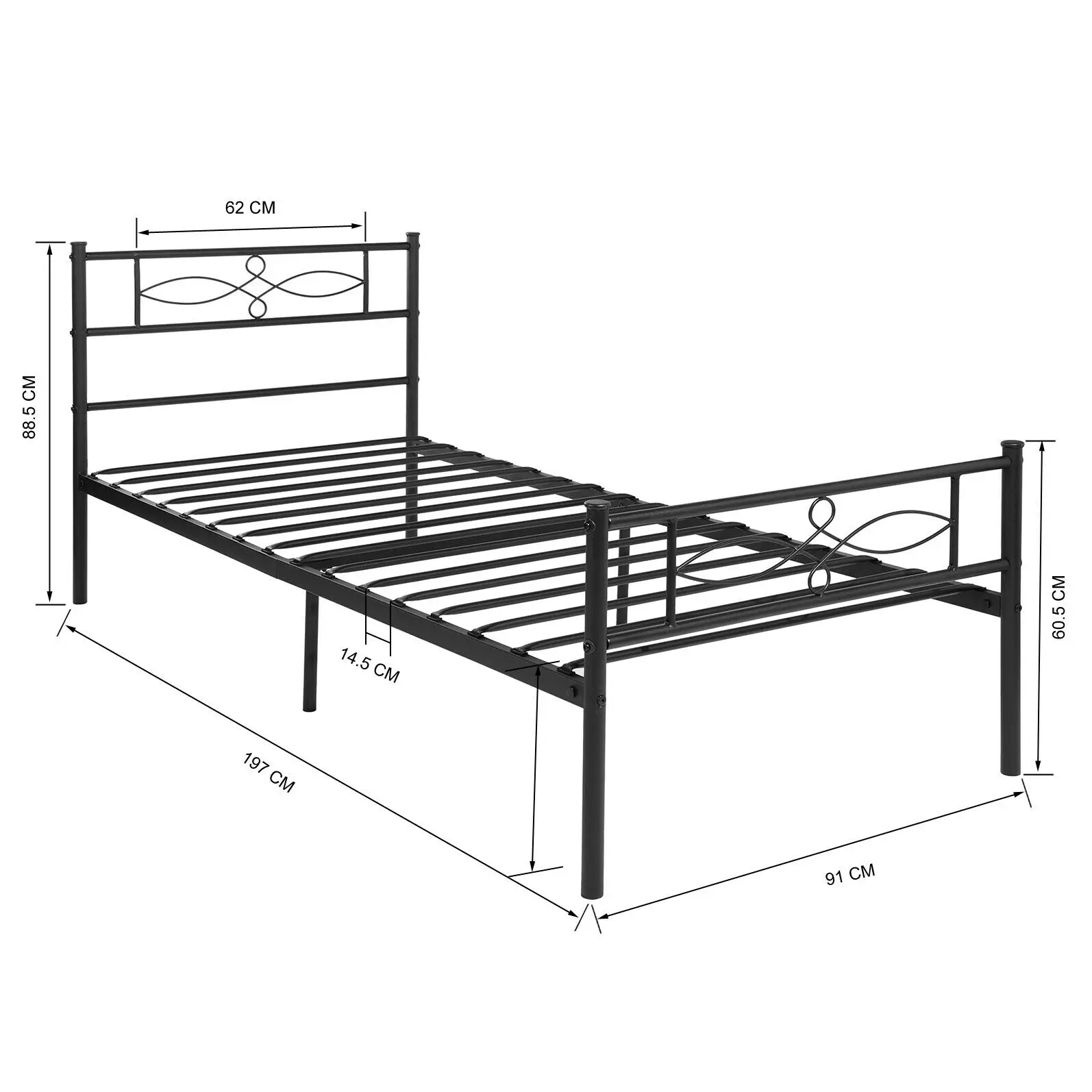 Hot sell metal bed frame /iron bed frame/King /queen/kid sized bedroom furniture