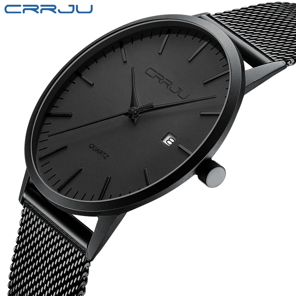 

Dropshipping Jpan quartz movt ultra thin mesh bands black man wrist watches