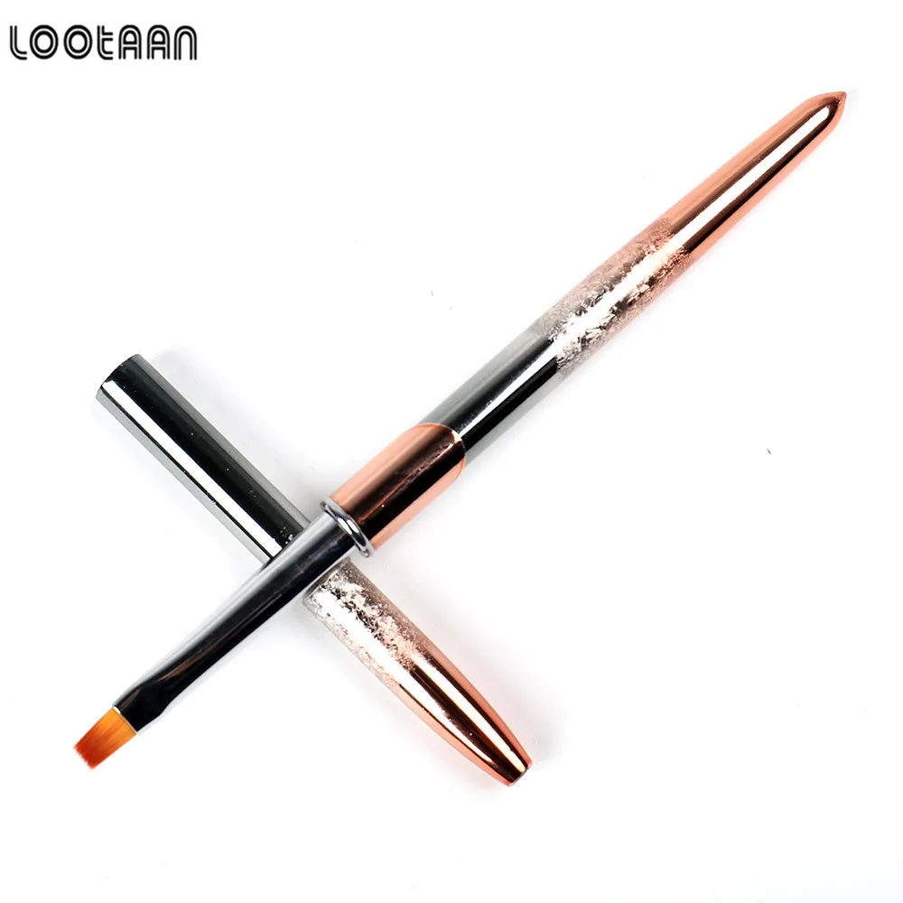 

2021 Private Label Gold Metal Poly Builder Eyebrow Acrylic Polish Nail Art UV Gel Brush