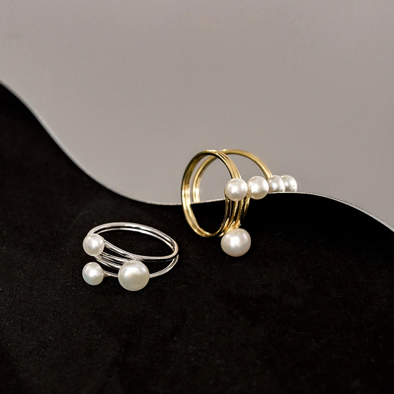 

Latest Fashion Design 925 Sterling Silver Jewelry Rings Women Adjustable Pearl Ring