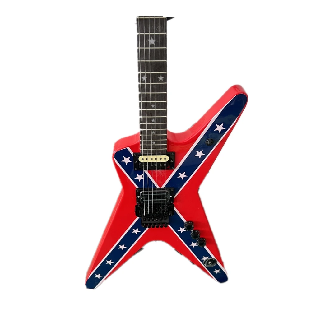 For Solid Wood Red Flag DimeBag Electric Guitar Mahogany Body Rosewood Fretboard 6-String HH Pickup Glossy Finish Professional