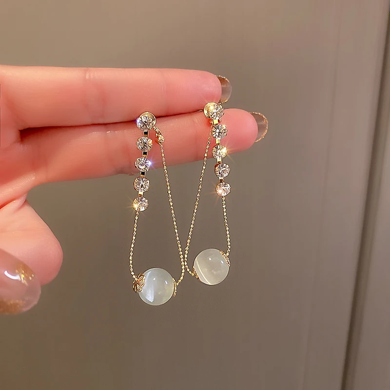 

trendy fashion beads green crystal wedding earrings