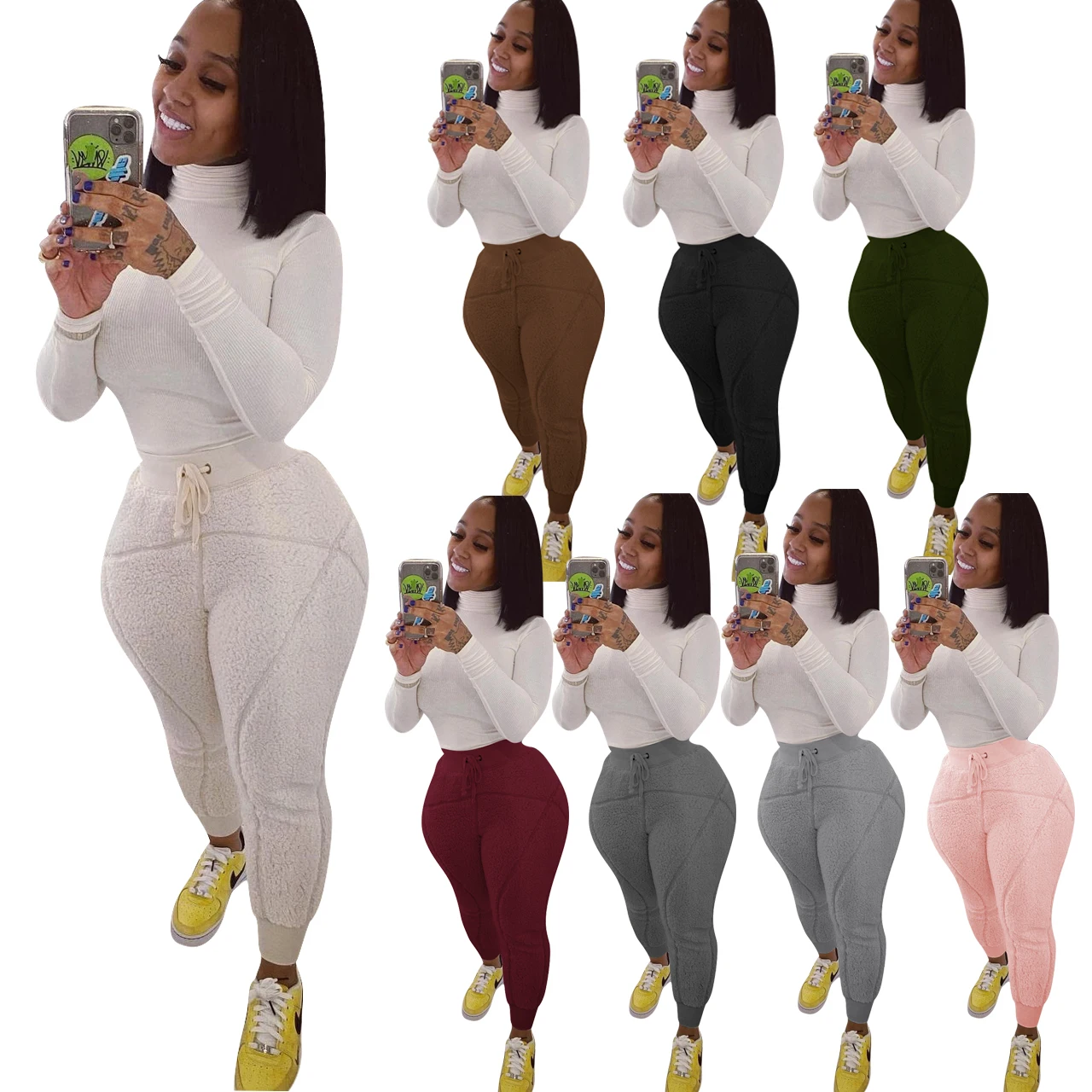 

YD-NK190 winter women casual solid fashion cotton plush women pants