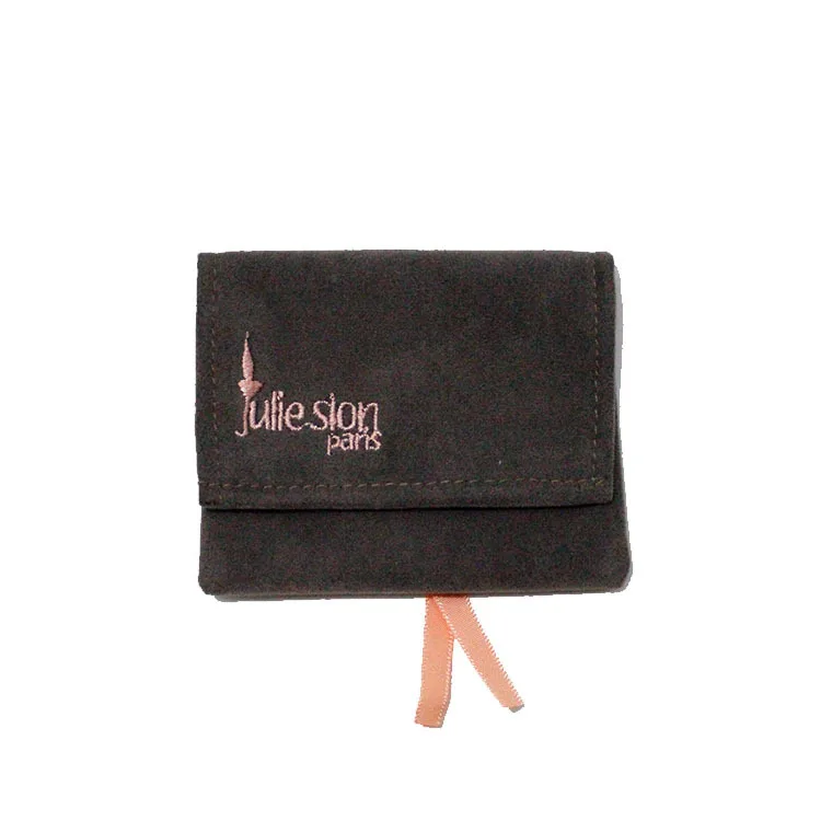 

Wholesale fancy small mini quantity custom printed new suede/velvet flap drawstring envelop jewelry logo bag pouch