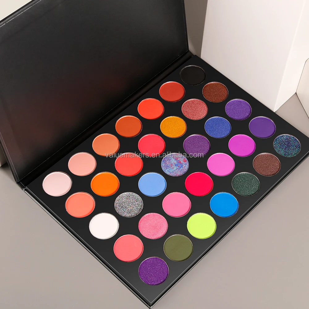 

Private Label New 35 Colors Eye Shadow Professional Cardboard Makeup No Brand OEM Logo Shimmer Matte Palette Eyeshadow