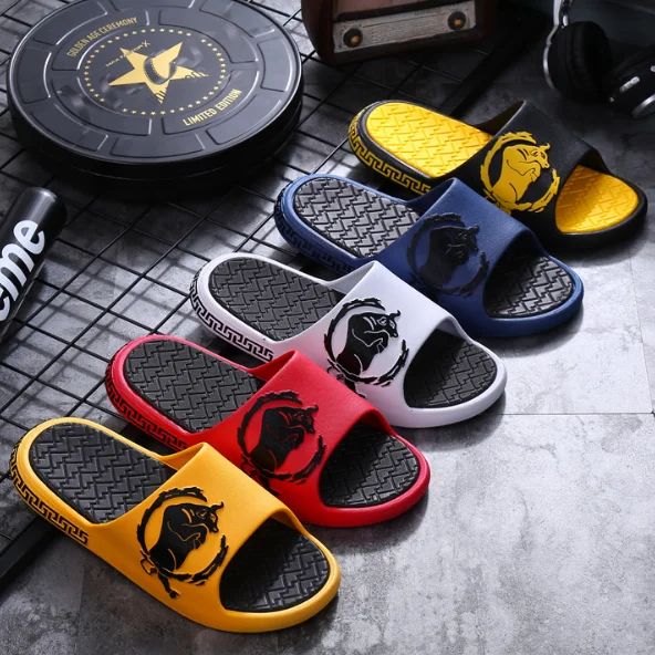 

Designer Beach Black Slides,New Models Slippers For Men,House Slippers Men Slides Footwear, White, yellow, red, black, blue