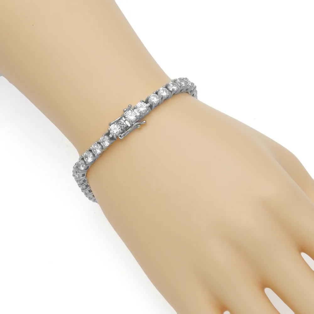 

DROPSHIPPING Iced Out Cubic Zirconia Chain Jewelry Men Women Silver 14k 18k White Gold Plated CZ Diamond Tennis Bracelet