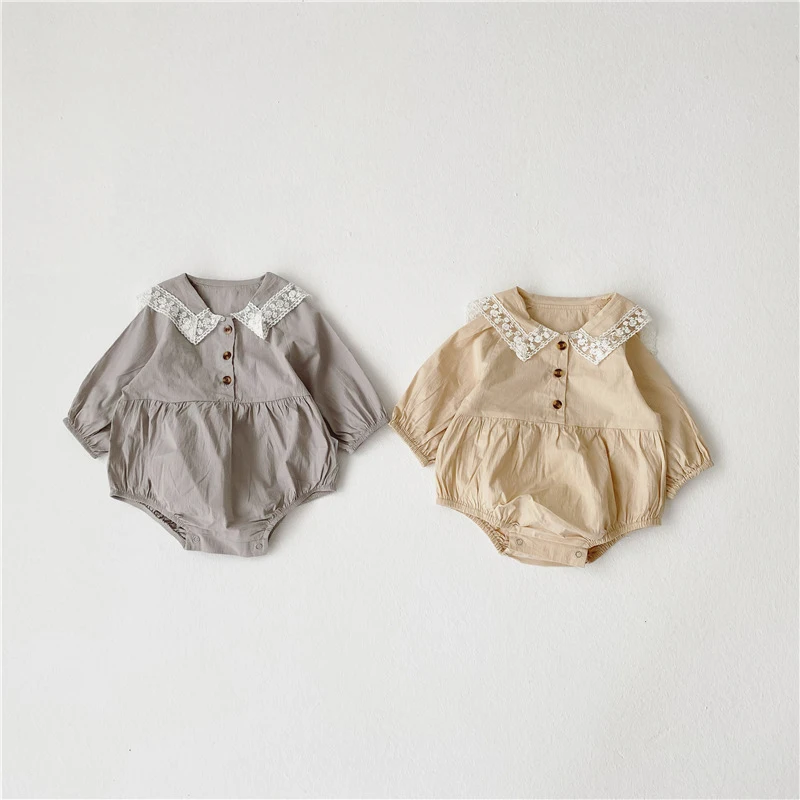 

Q2-baby 3680 Custom Made Fashion Lace Collar Autumn Autumn Baby Girl Romper Jumpsuit