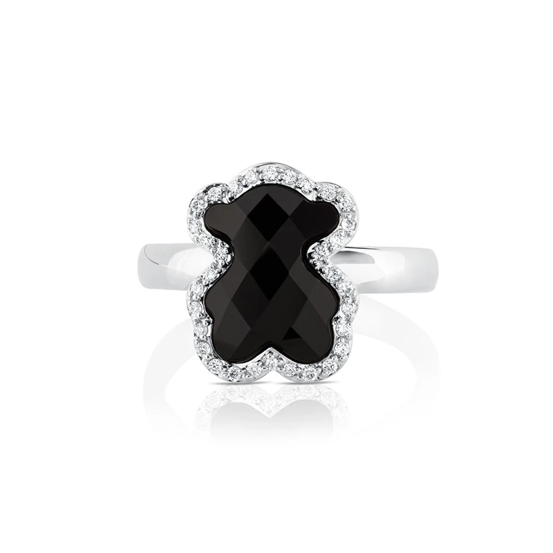 

S925 Sterling Silver with diamond black bear shape women's Earrings suitable for touses necklace