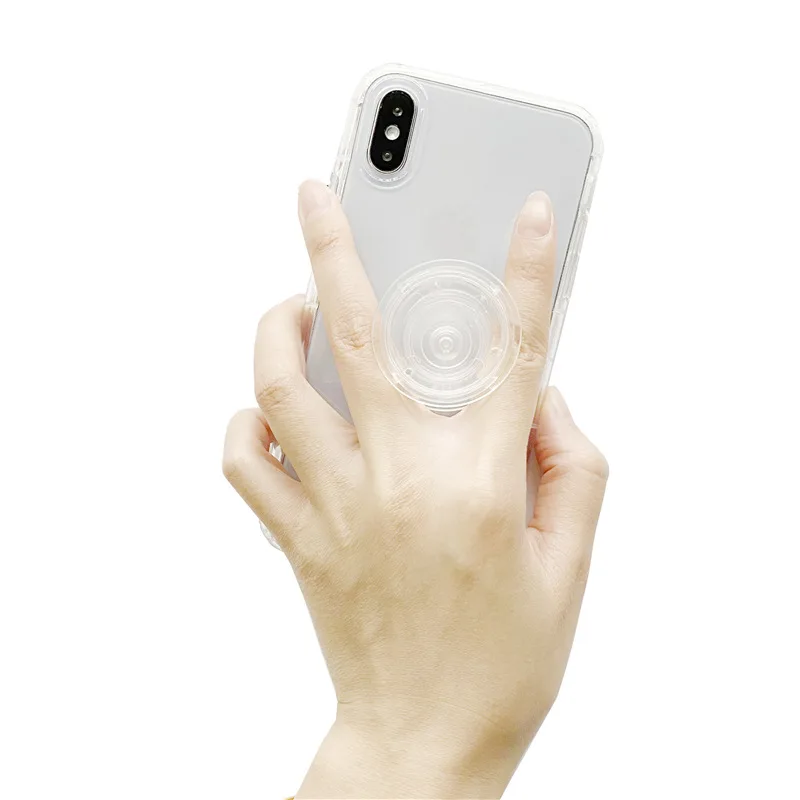 

New Popular Customize Logo Clear Transparent Phone Case Holder Griptok Cushion Kickstand Socket