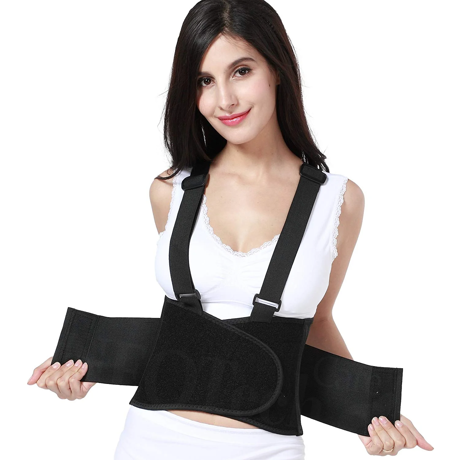 

factory direct sale back posture brace with suspenders belt waist protected lumbar back support, Black